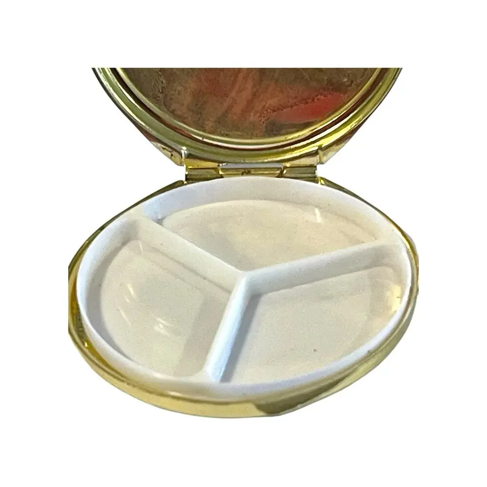 Mini Golden Round Jewelry Pill Box